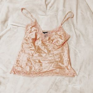 Arden B. pink 100% silk lace top.